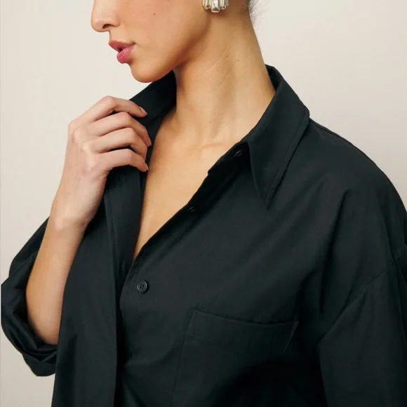 Reformation Will Oversized Shirt Black - Picture 4 of 7